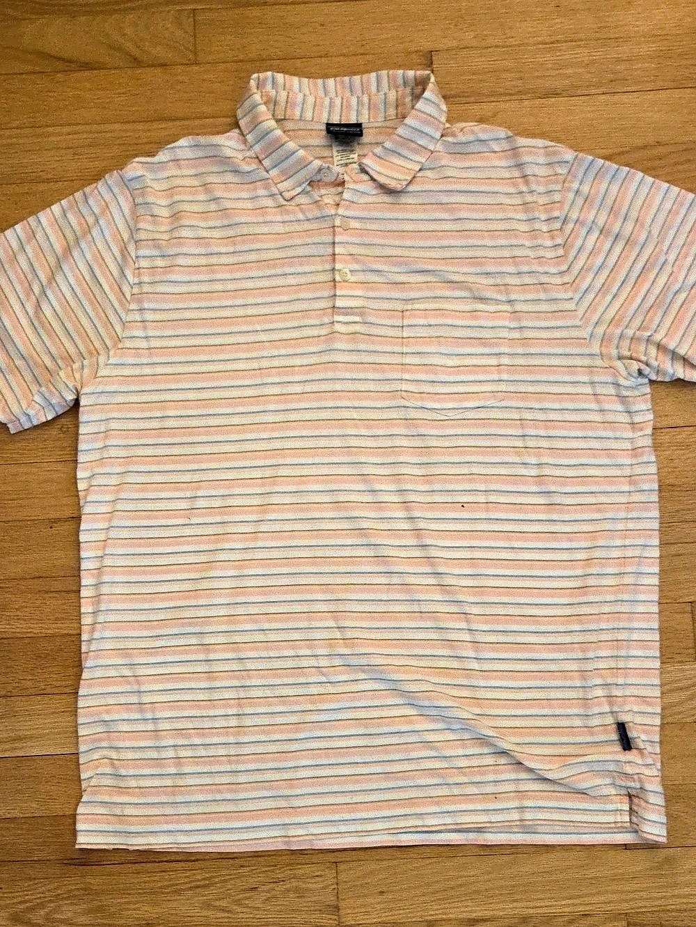Patagonia Men's Squeaky Clean Organic Cotton Striped Pocket Polo L